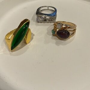 Elegant Silver and Gold Women's Ring Set size 7